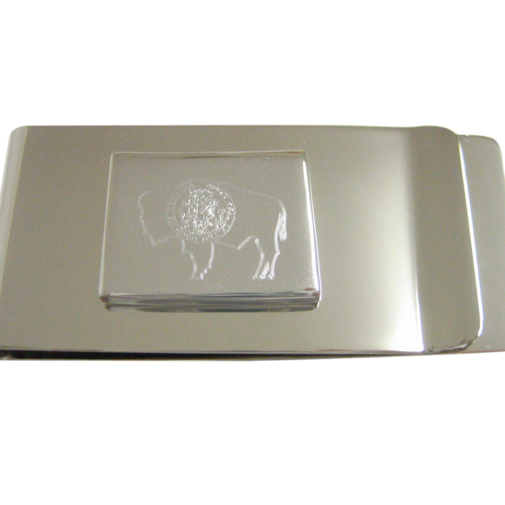 Wyoming State Map Shape And Flag Design Money Clip - image 1